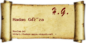 Hadas Géza névjegykártya
